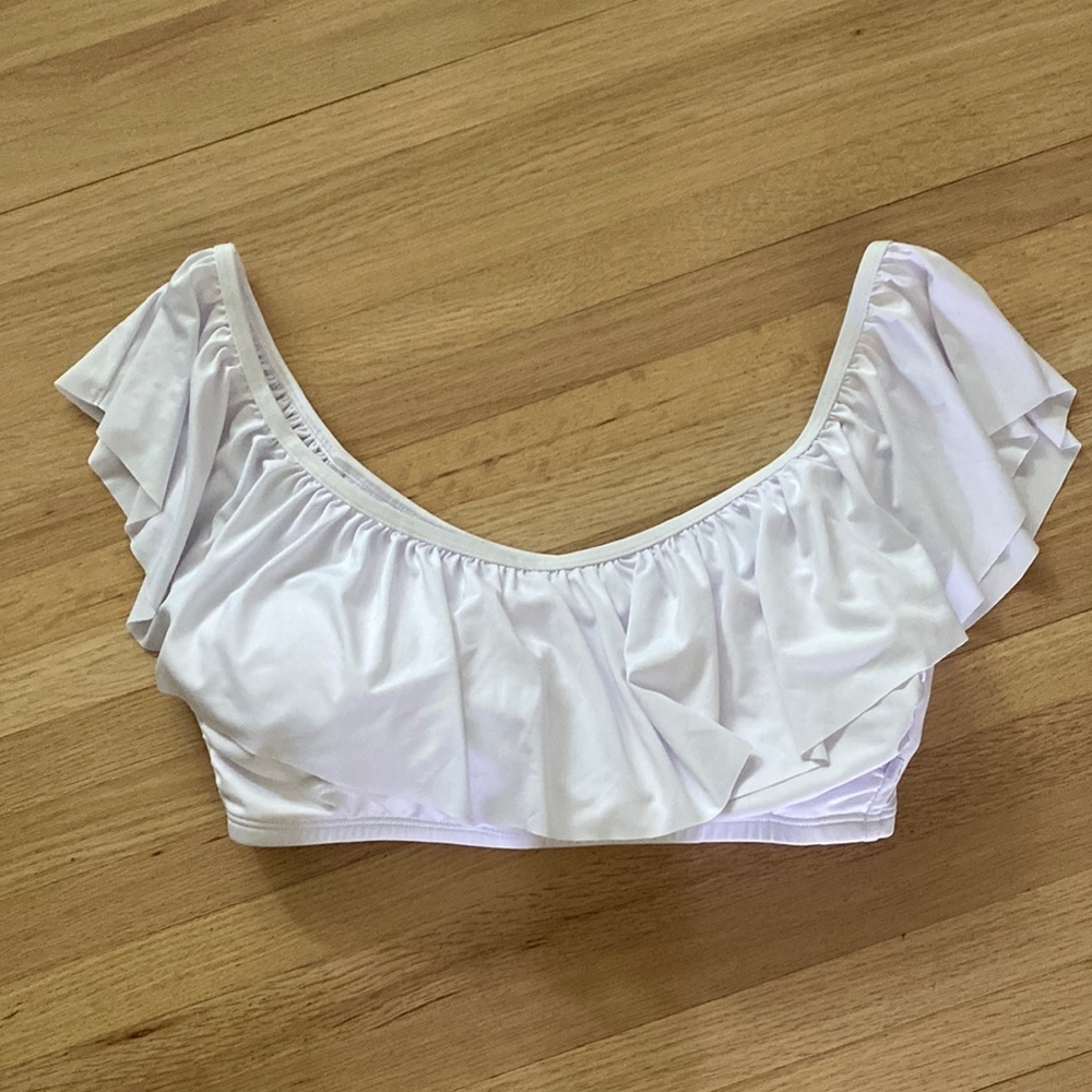 La Vie en Rose White Ruffle Swim Top